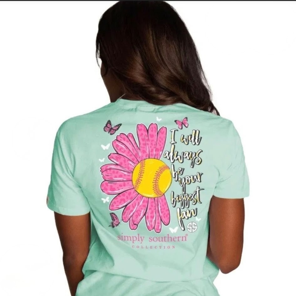 Simply Southern Mint Green Graphic Softball Mom T-shirt
